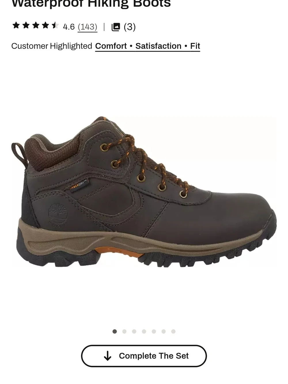 Timberland Boy's Brown Leather Waterproof Lace-Up Hiking/Work Boots
